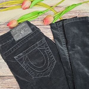 TRUE RELIGION CASEY BLACK VELVET LOW-RISE SKINNY PANTS